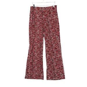 Travel Elements Pants Womens Small Red Black White Flare Leg Pull On Slinky Knit